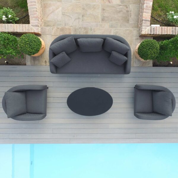aruba outdoor fabric 3 seater suite with oval coffee table all weather fabric