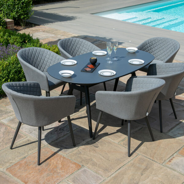 amalfi outdoor fabric 6 seat dining set with oval table all weather fabric