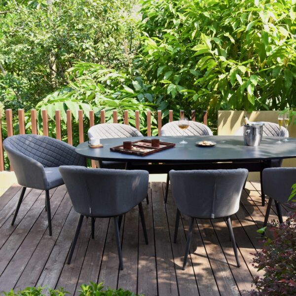 amalfi outdoor fabric 8 seat dining set with oval table all weather fabric