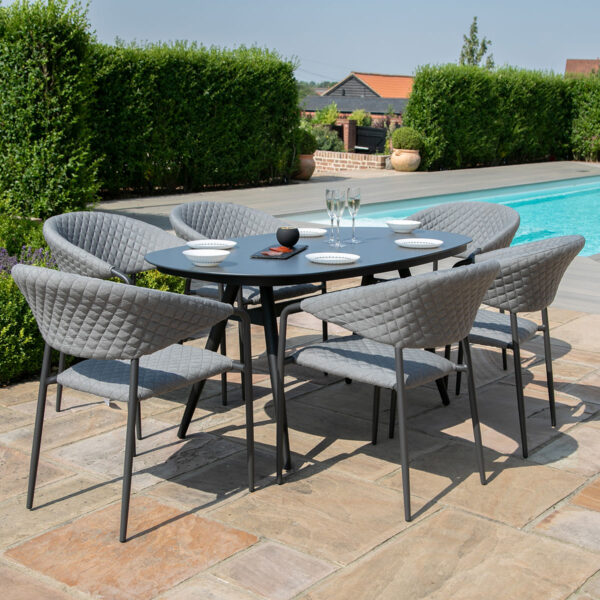 pebble outdoor fabric 6 seat dining set with oval table all weather fabric