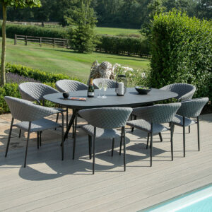 pebble outdoor fabric 8 seat dining set with oval table all weather fabric