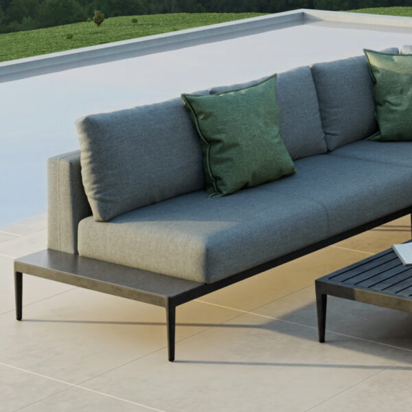 aruba outdoor fabric corner lounge set with coffee table all weather fabric