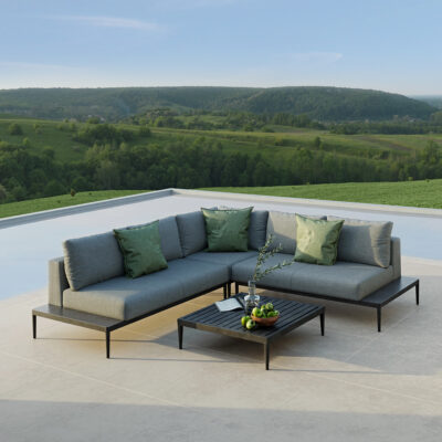 aruba outdoor fabric corner lounge set with coffee table all weather fabric