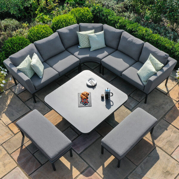 aruba outdoor fabric large corner set with adjustable table all weather fabric
