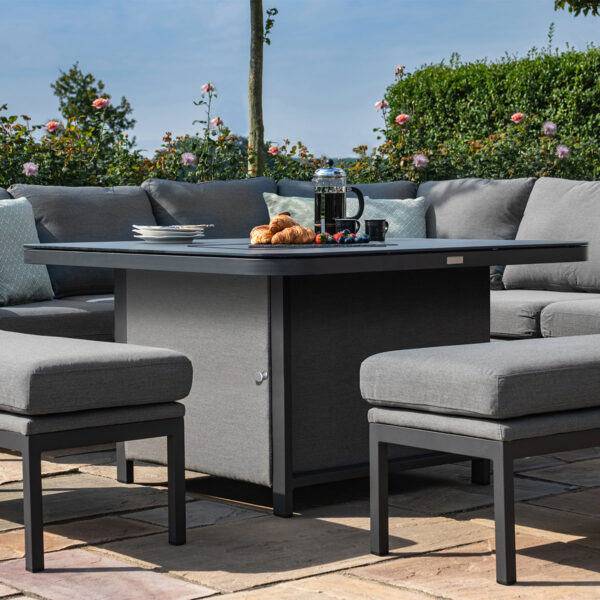 aruba outdoor fabric large corner set with square fire pit table all weather fabric