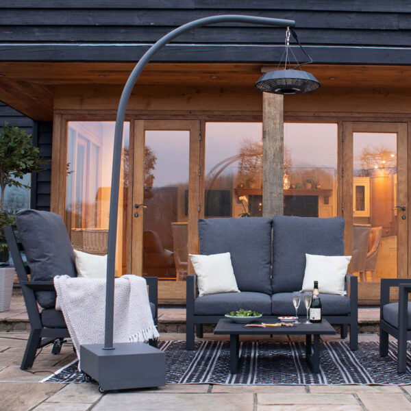helio grey overhanging freestanding patio heater 2000w