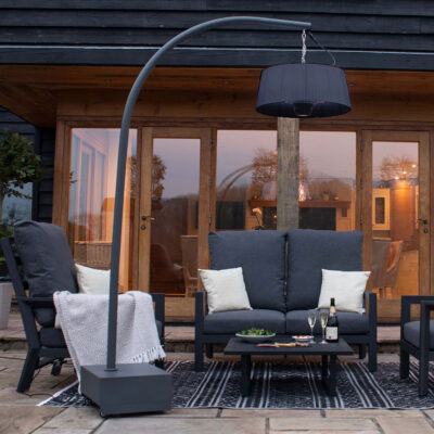 lyra grey overhanging freestanding patio heater 1800w