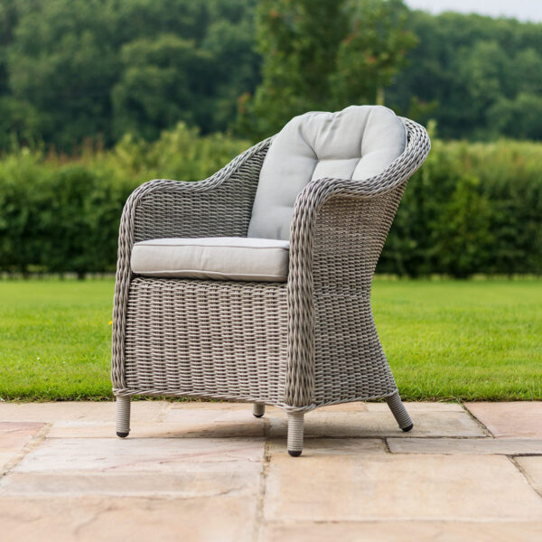 grasmere outdoor rattan 4 seat round dining set with heritage chairs