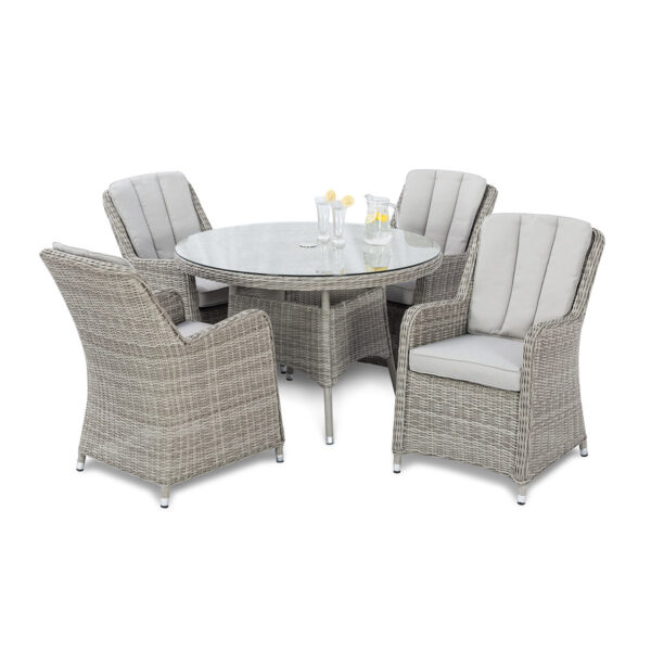 grasmere outdoor rattan 4 seat round dining set with venice chairs