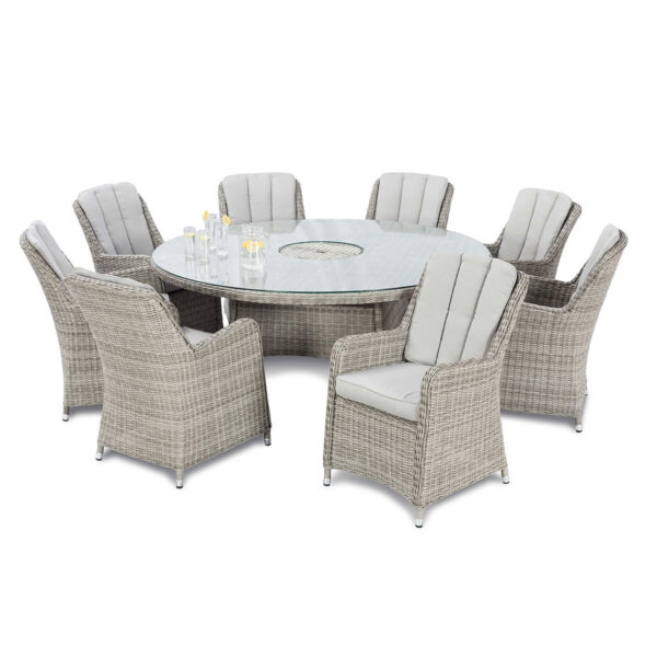 grasmere outdoor rattan 8 seat round dining set with venice chairs, ice bucket & lazy susan