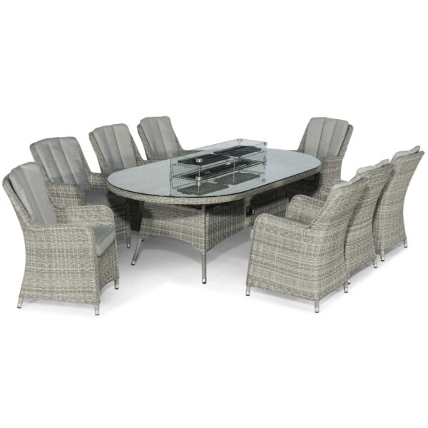 grasmere outdoor rattan 8 seat dining set with oval fire pit table