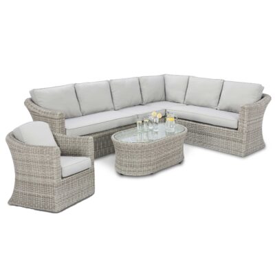 grasmere outdoor rattan large corner sofa & chair with oval coffee table