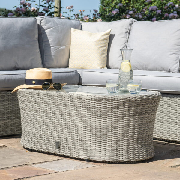 grasmere outdoor rattan small corner sofa & chair with oval coffee table
