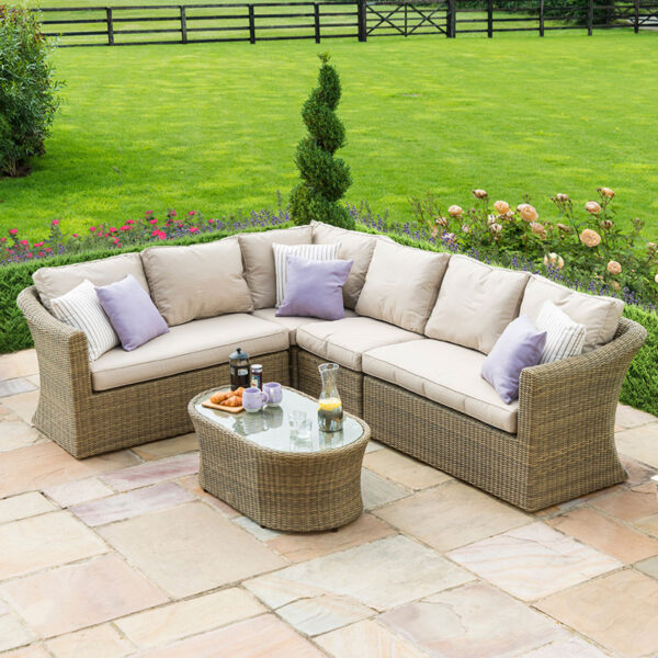 windemere outdoor rattan large corner sofa & chair with oval coffee table