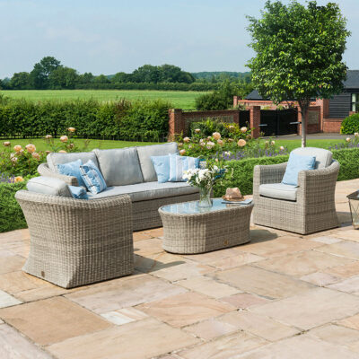 grasmere outdoor rattan 3 seater suite with oval coffee table
