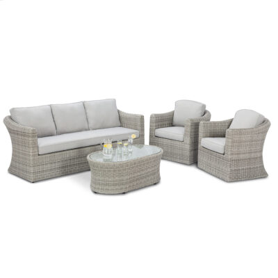 grasmere outdoor rattan 3 seater suite with oval coffee table