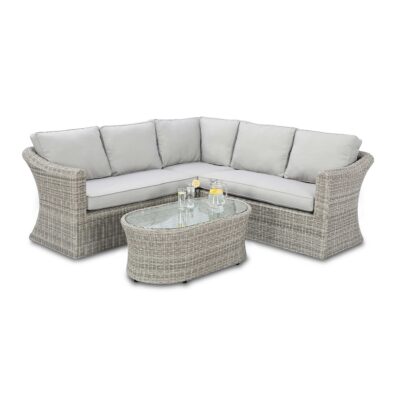 grasmere outdoor rattan small corner sofa with oval coffee table