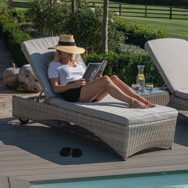 grasmere outdoor rattan sunlounger and side table set