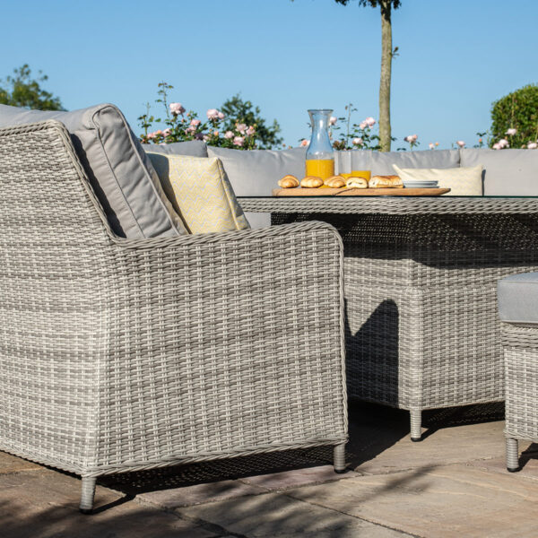 grasmere royal outdoor rattan u shaped sofa set with adjustable table