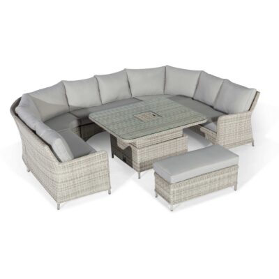 grasmere royal outdoor rattan u shaped sofa set with adjustable table