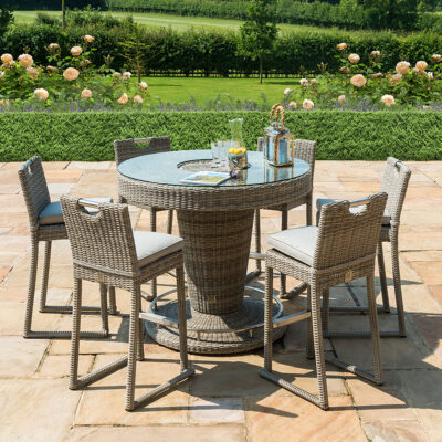 grasmere outdoor rattan 6 seat bar set with round table & ice bucket