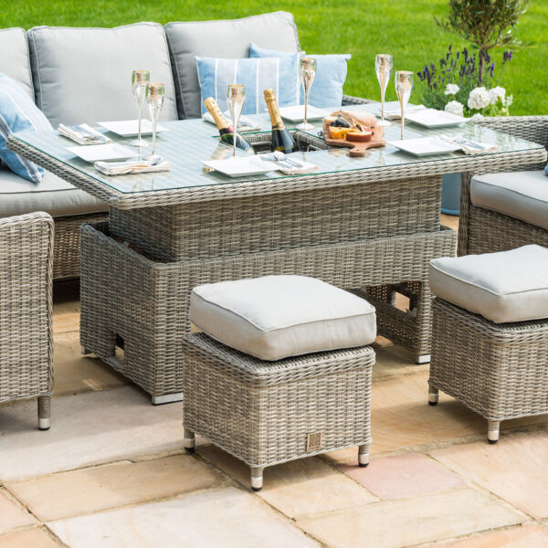 grasmere outdoor rattan 3 seater dining/lounge set with adjustable table & ice bucket
