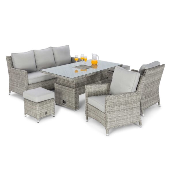 grasmere outdoor rattan 3 seater dining/lounge set with adjustable table & ice bucket