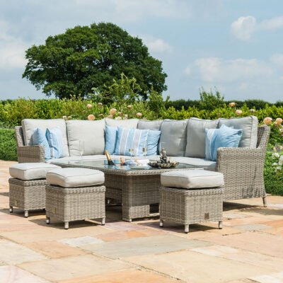 grasmere outdoor rattan corner sofa with adjustable table & ice bucket