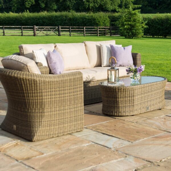 windemere outdoor rattan 3 seater suite with coffee table