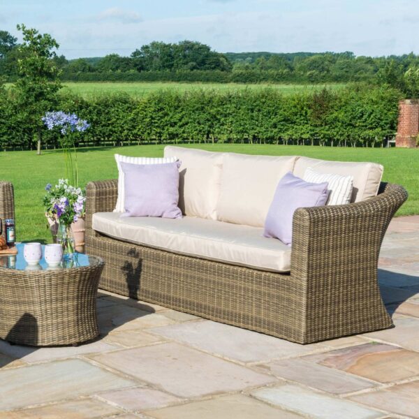 windemere outdoor rattan 3 seater suite with coffee table