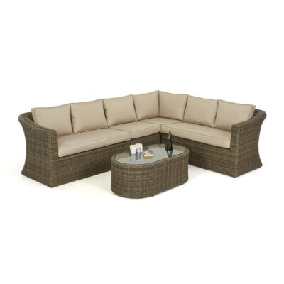 windemere outdoor rattan large corner sofa with oval coffee table