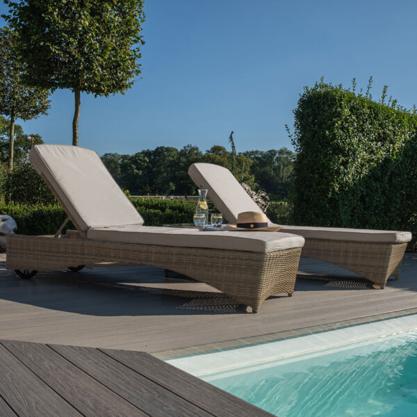 windemere outdoor rattan sunlounger and side table set