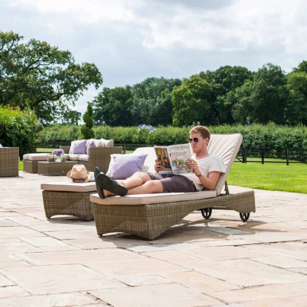 windemere outdoor rattan sunlounger and side table set